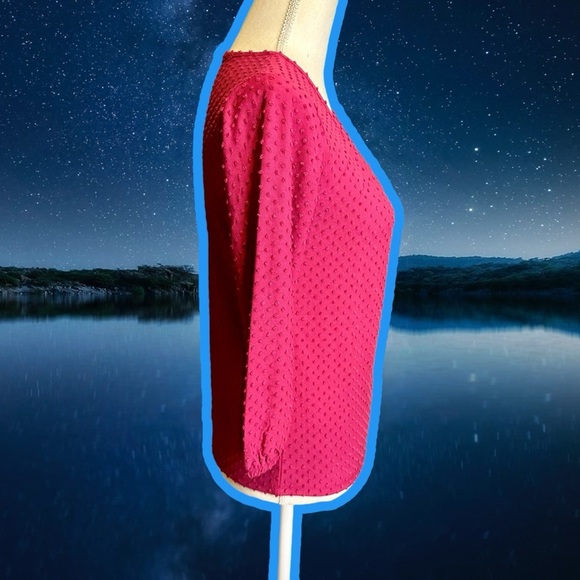 NWT J. Crew Factory Magenta ‘Poet-Sleeve Clip-Dot’ Top Size XXS - Picture 10 of 12